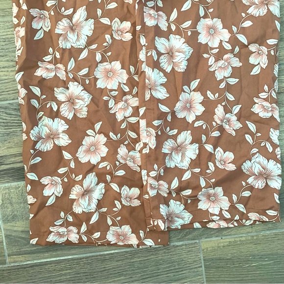 NWT B.O.G. Collective  Wide Leg Floral Pink & Brown Pants Oversized Small - Picture 5 of 11